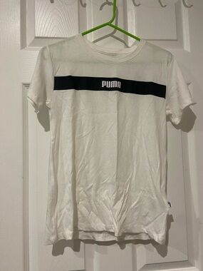 Puma White Tee with Black Chest Stripe